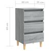 vidaXL Bed Cabinets with Solid Wood Legs 2 pcs Grey Sonoma 40x35x69 cm