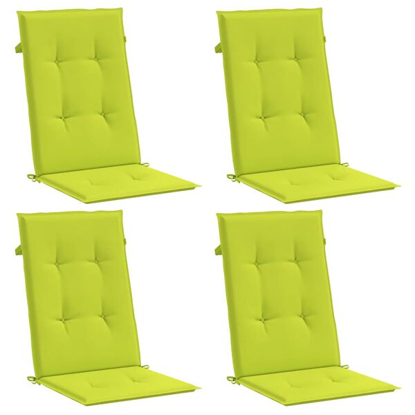 vidaXL Garden Highback Chair Cushions 4 pcs Bright Green 120x50x3 cm Fabric