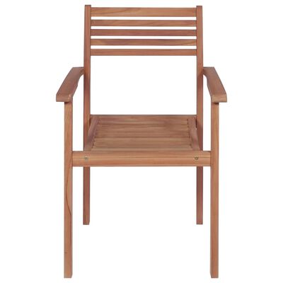 vidaXL Stackable Garden Chairs with Cushions 8 pcs Solid Teak Wood