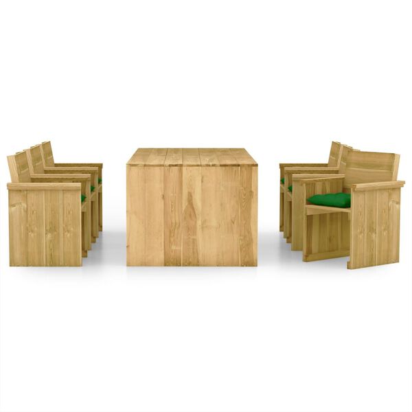 vidaXL 7 Piece Garden Dining Set with Cushions Impregnated Pinewood