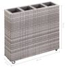 vidaXL Garden Raised Bed with 4 Pots 80x22x79 cm Poly Rattan Grey