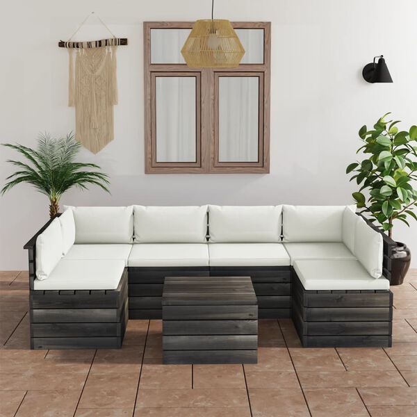 vidaXL 7 Piece Garden Pallet Lounge Set with Cushions Solid Pinewood