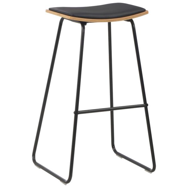 vidaXL Bar Stools 2 pcs Black Faux Leather