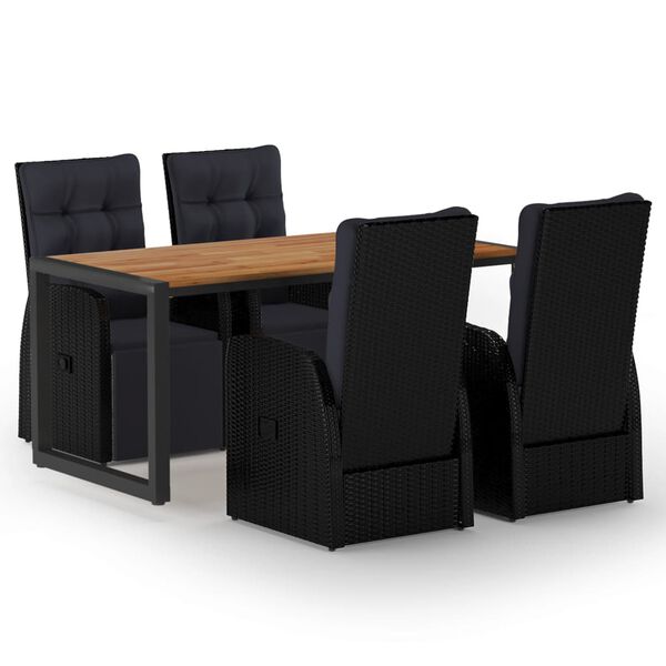 vidaXL 5 Piece Garden Dining Set Black