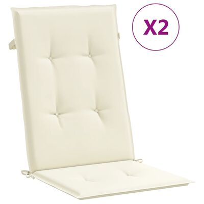 vidaXL Garden Highback Chair Cushions 2 pcs Cream 120x50x3 cm Fabric