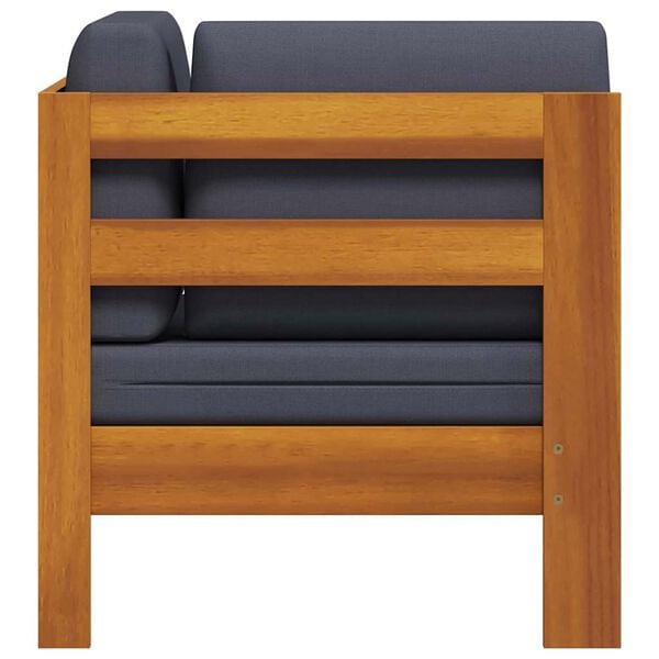 vidaXL Corner Sofa with Dark Grey Cushions Solid Acacia Wood