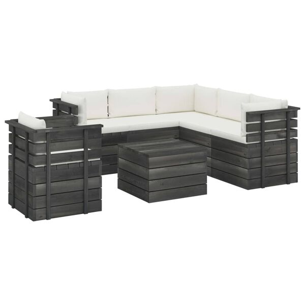 vidaXL 7 Piece Garden Pallet Lounge Set with Cushions Solid Pinewood