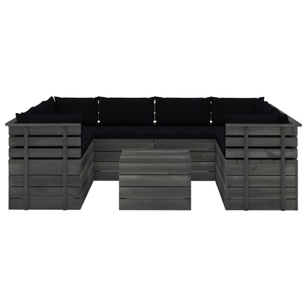 vidaXL 9 Piece Garden Pallet Lounge Set with Cushions Solid Pinewood