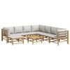 vidaXL 9 Piece Garden Lounge Set with Light Grey Cushions Bamboo