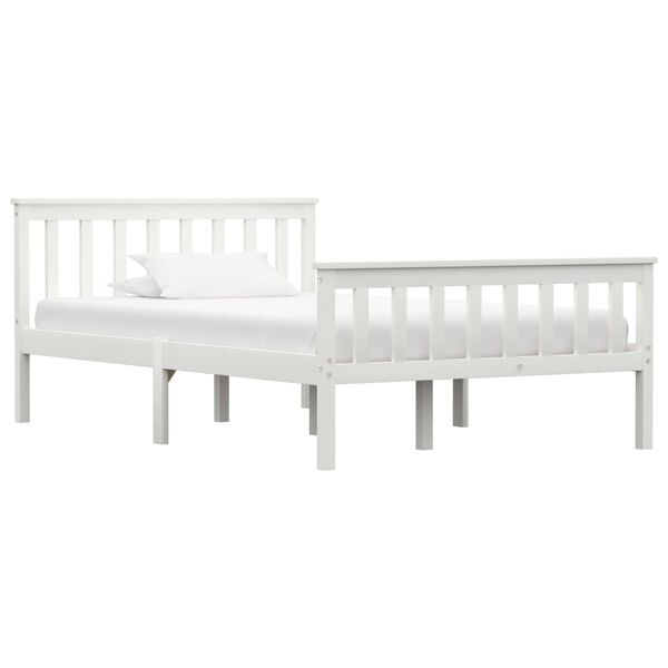 vidaXL Bed Frame without Mattress White Solid Pinewood 120x200 cm