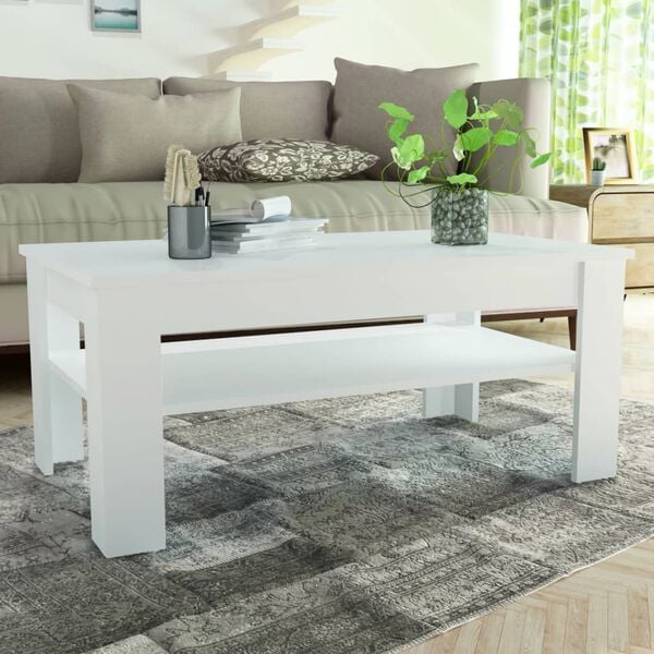 vidaXL Coffee Table Engineered Wood 110x65x48 cm White