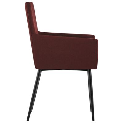 vidaXL Dining Chairs with Armrests 2 pcs Wine Red Fabric