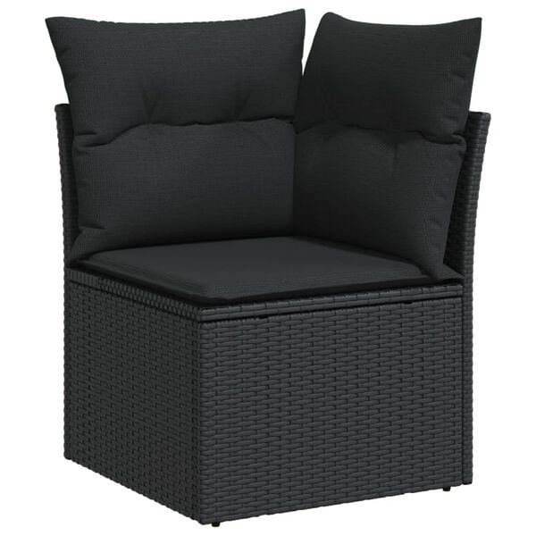 vidaXL 14 Piece Garden Sofa Set with Cushions Black Poly Rattan
