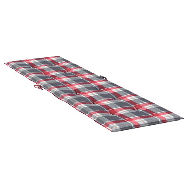 vidaXL Deck Chair Cushion Red Check Pattern (75+105)x50x4 cm