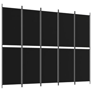 vidaXL 5-Panel Room Divider Black 250x200 cm Fabric