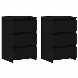vidaXL Bed Cabinets 2 pcs Black 40x35x62.5 cm Engineered Wood