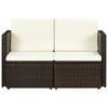 vidaXL 2 Seater Garden Sofa with Cushions Brown Poly Rattan