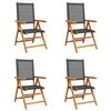 vidaXL Reclining Folding Chairs 4 pcs Black Poly Rattan and Solid Wood