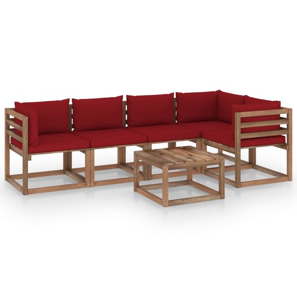 vidaXL 6 Piece Garden Pallet Lounge Set with Cushions Impregnated Pinewood