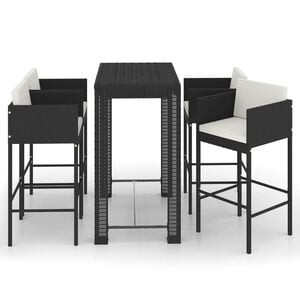 vidaXL Garden Bar Set | Black and Cream White | PE Rattan, Powder-Coated Steel