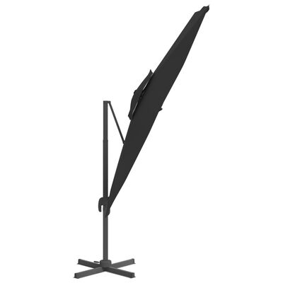 vidaXL Double Top Cantilever Umbrella Black 400x300 cm