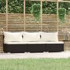 vidaXL 3-Seater Sofa with Cushions Black Poly Rattan