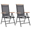 vidaXL Folding Chairs 2 pcs Aluminium and Textilene Black