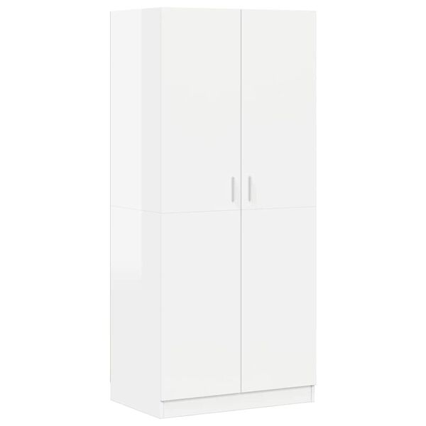 vidaXL Wardrobe High Gloss White 80x52x180 cm Engineered Wood