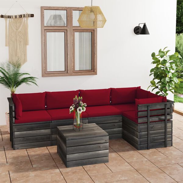 vidaXL 6 Piece Garden Pallet Lounge Set with Cushions Solid Pinewood