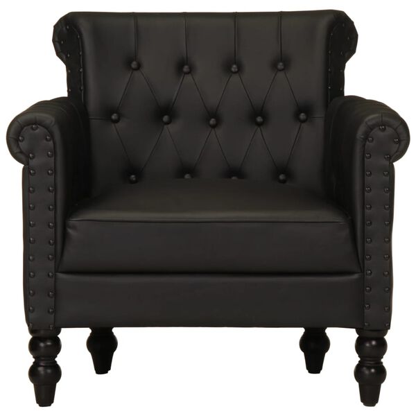 vidaXL Armchair Black Real Goat Leather