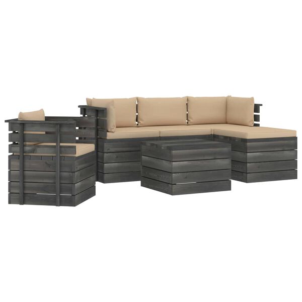 vidaXL 6 Piece Garden Pallet Lounge Set with Cushions Solid Pinewood