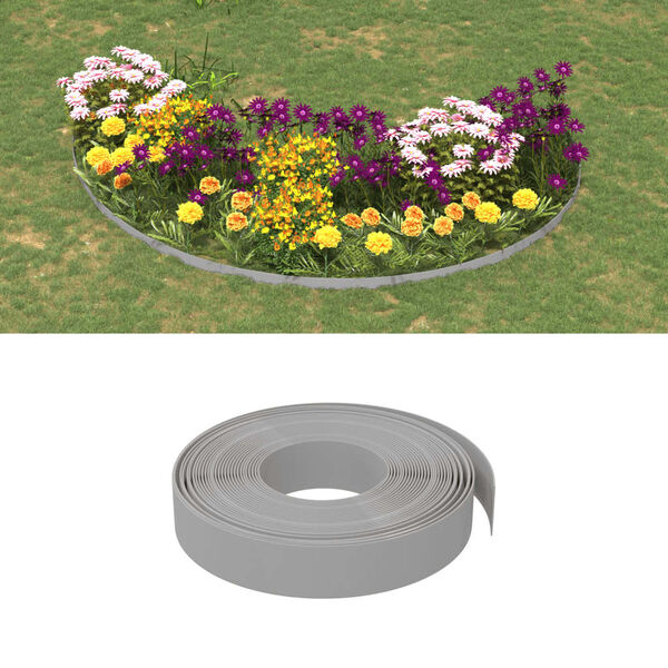 vidaXL Garden Edgings 2 pcs Grey 10 m 10 cm Polyethylene