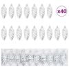vidaXL Christmas Pine Cone Ball 40 pcs LEDs Silver 4 x 9 cm Plastic