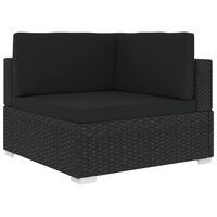 vidaXL Sectional Corner Chair 1 pc with Cushions Poly Rattan Black