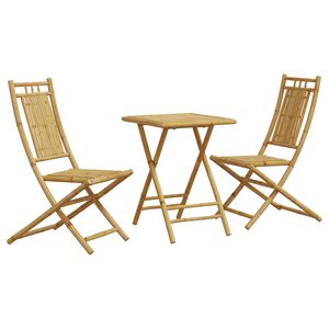 vidaXL Bistro Set | Natural Bamboo | Bamboo | Compact | Foldable | Bistro Set