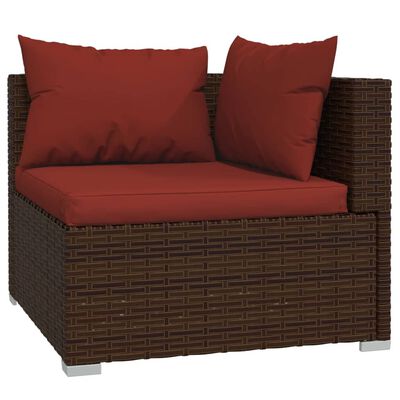 vidaXL 8 Piece Garden Lounge Set with Cushions Poly Rattan Brown