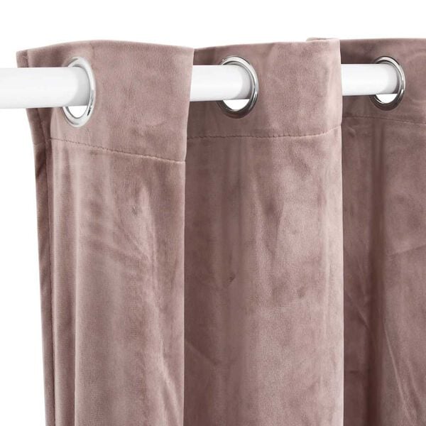 vidaXL Blackout Curtain with Metal Rings Velvet Antique Pink 290x245 cm