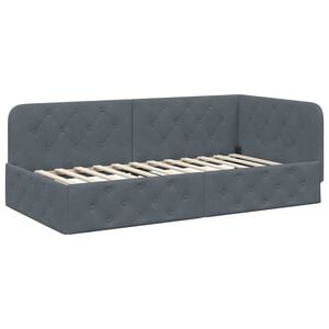 vidaXL Corner Bed Frame Dark Grey 90 x 200 cm Velvet