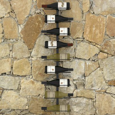 vidaXL Wall-mounted Wine Rack for 9 Bottles Black Iron