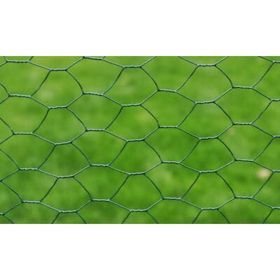 vidaXL Chicken Wire Fence with PVC Coating 25x0.5 m Green