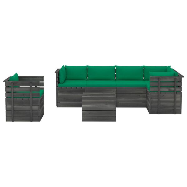 vidaXL 7 Piece Garden Pallet Lounge Set with Cushions Solid Pinewood