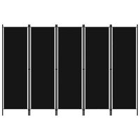 vidaXL 5-Panel Room Divider Black 250x180 cm