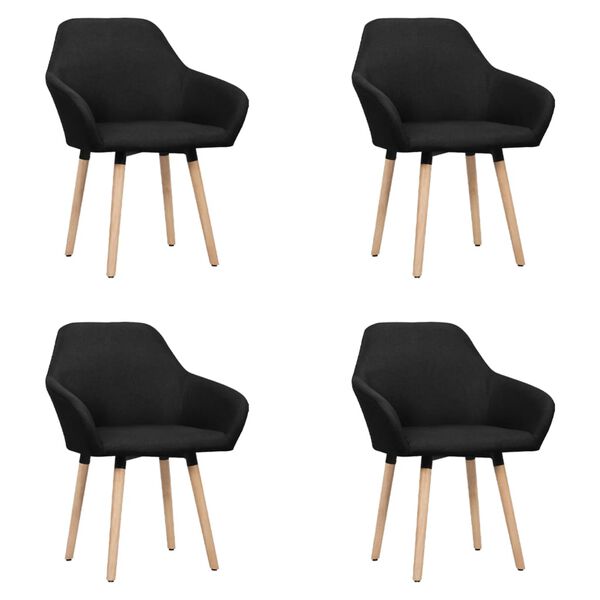 vidaXL Dining Chairs 4 pcs Black Fabric