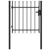 vidaXL Fence Gate Single Door with Spike Top Steel 1x1 m Black