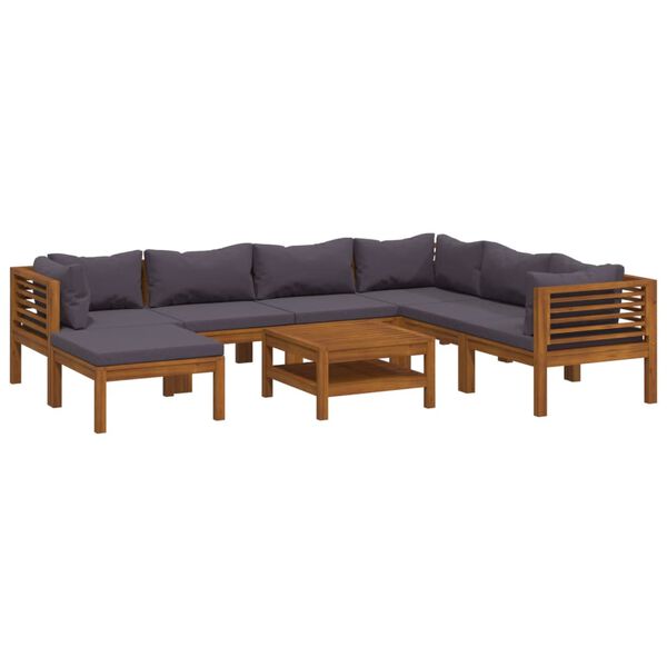 vidaXL 8 Piece Garden Lounge Set with Cushion Solid Acacia Wood