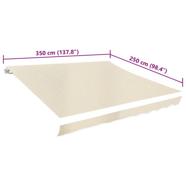 vidaXL Awning Top Sunshade Canvas Cream 350x250 cm