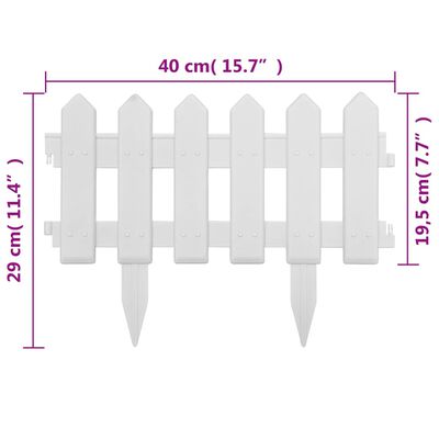 vidaXL Lawn Edgings 25 pcs White 10 m PP