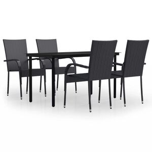 vidaXL 5 Piece Outdoor Dining Set Black