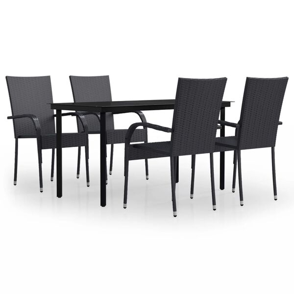 vidaXL 5 Piece Outdoor Dining Set Black