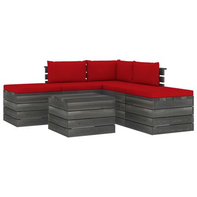 vidaXL 6 Piece Garden Pallet Lounge Set with Cushions Solid Pinewood